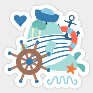 Navy Sailor Walrus Sticker